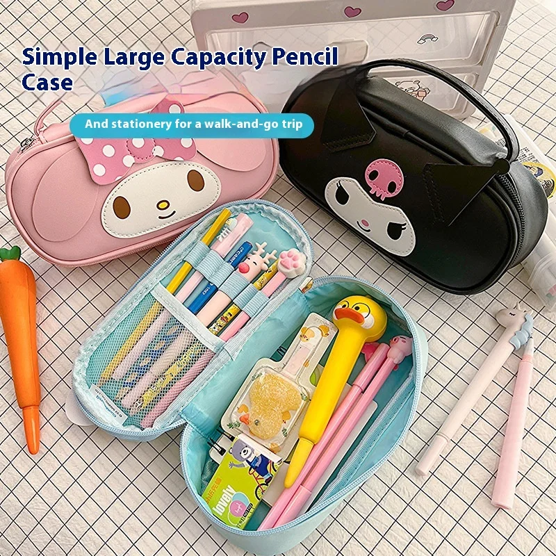 Borse per il trucco da donna Sanrio Kuromi Melody Kawaii Pu Articoli da toeletta Organizzatore cosmetico Borsa con cerniera Borsa da viaggio Borsa