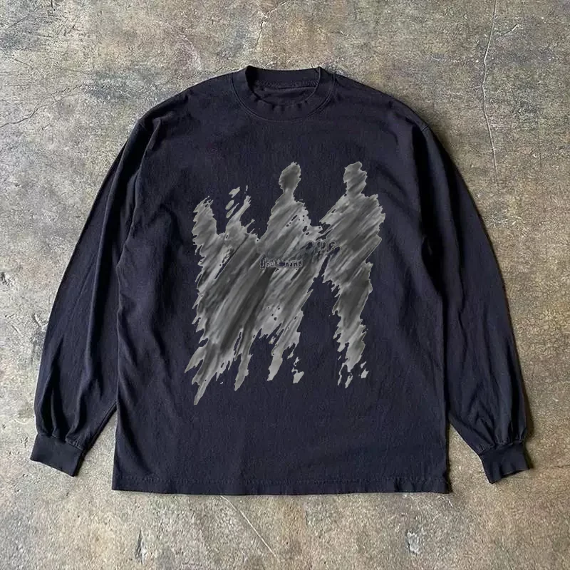 Long Sleeve 310 Pure Cotton Men's T-Shirt Upward Hero Non-Light American Style Couple's T-Shirt Youth Loose Fit Printed Tee