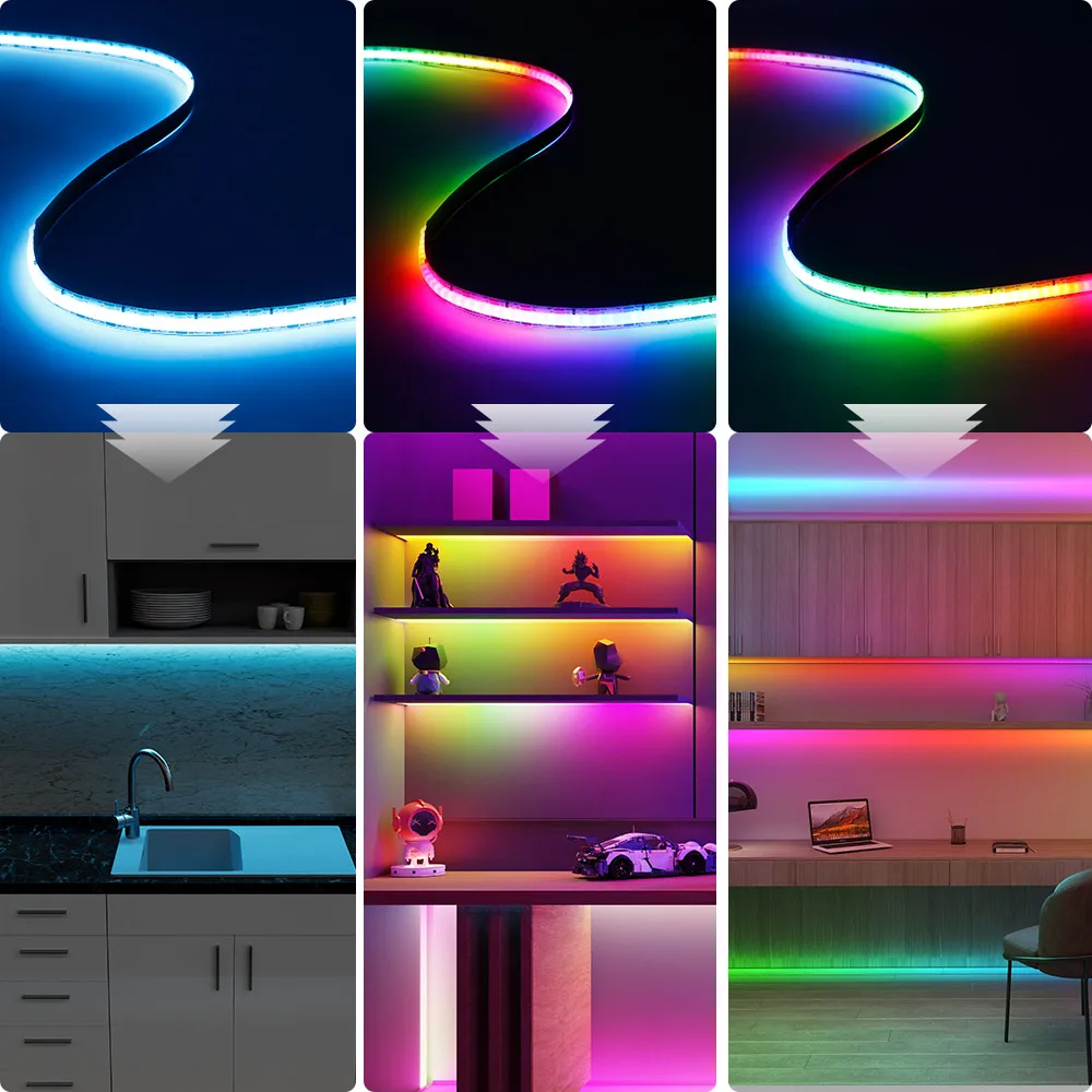 WS2812B COB LED Strip WS2812 High Density Individually Addressable 240Leds/m Smart RGB Dream Color COB Led Light DC5V