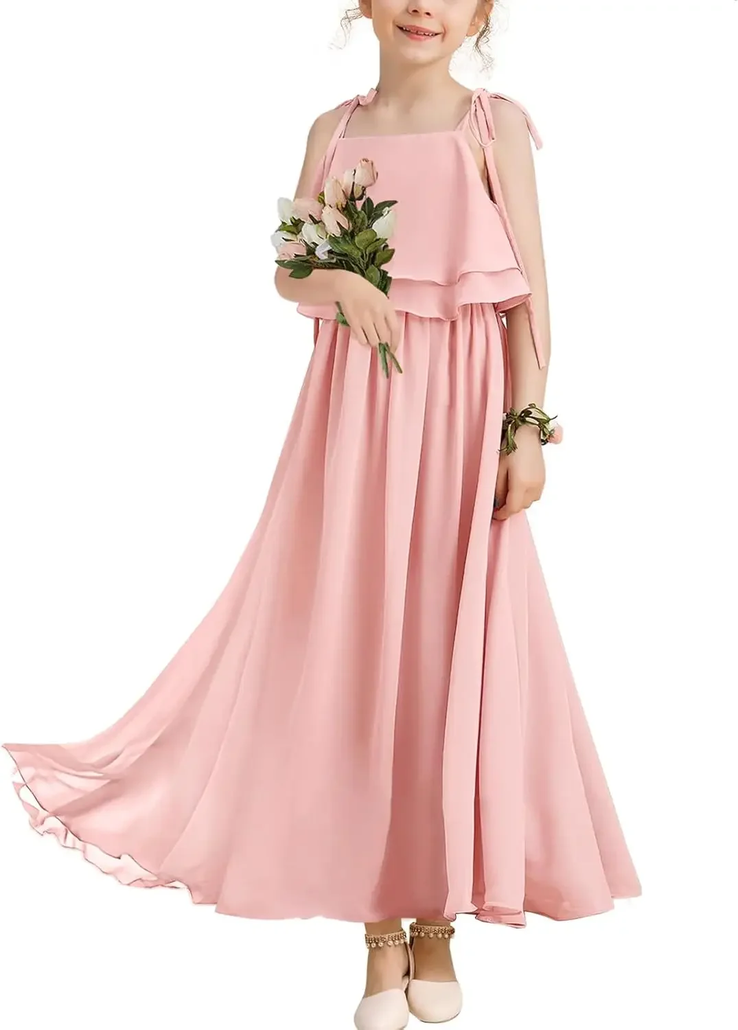 Tule maxi diário meninas vestido de princesa vestido da menina de flor meninas para festa de aniversário de casamento pageant sem mangas chiffon crianças