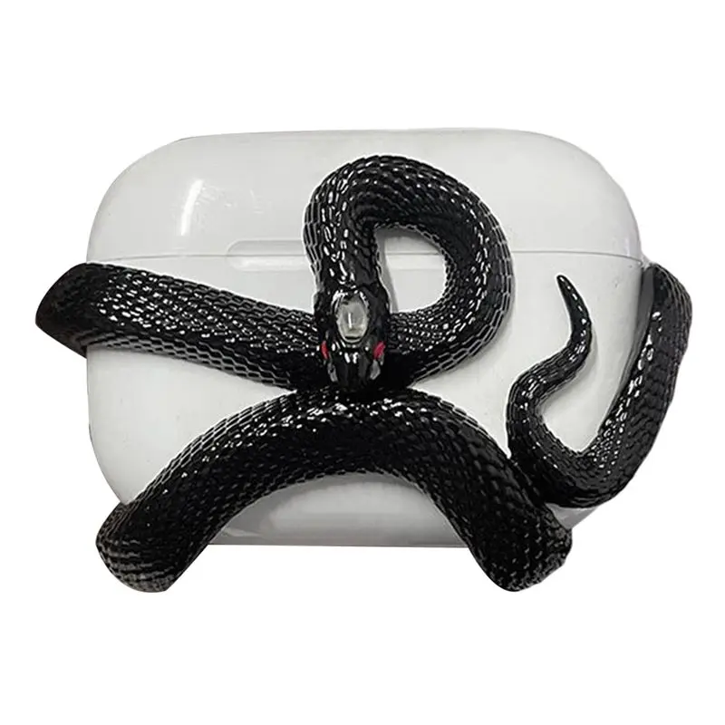 N36R-Snake-Shaped Earphone Protective Case Anti-Drop And Scratch-Resistant Hollow Design Resin Earphone Case Black 3