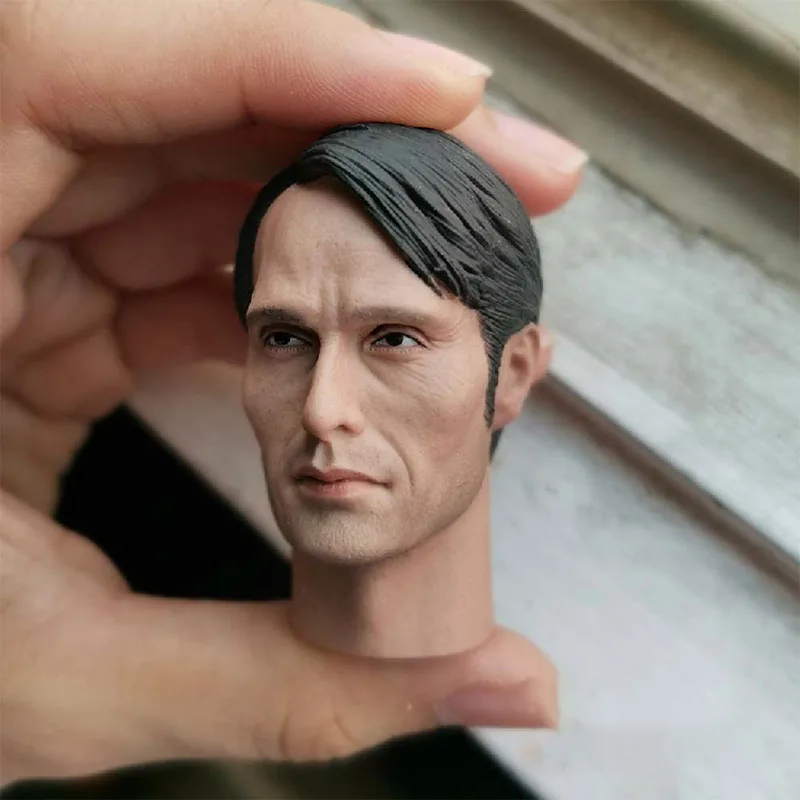 1/6 Scale Mads Mikkelsen Head Sculpt Male Head Carving Model Fit 12-inch Soldier Action Figure Body Dolls