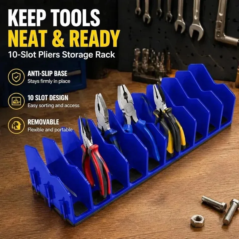 Pliers Storage Rack 10 Slots Anti-Slip Removable Pliers Organizer for Workshop Tools