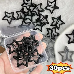 Y2K Harajuku Oil Drop Black Grey Stars Hair Clips INS Pentagram Spicy Girl Edge Hairpins Sweet Cool Exquisite Korean Accessories