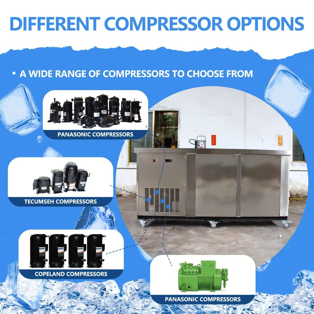 Professional Heavy-Duty 1000Kg/Day Fishery Ice Block Maker High-Automation Industrial Stainless Steel 220V