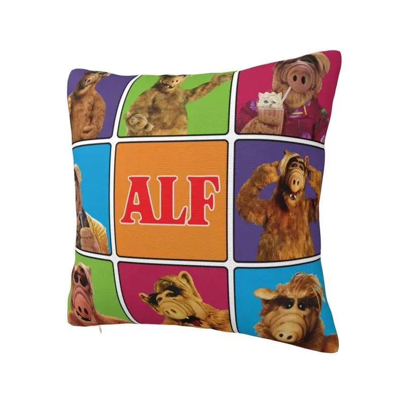 Alien Life Form ALF Meme Collage Cushion Cover 40x40cm Sci Fi TV Show Soft Luxury Pillow for Sofa Home Decor