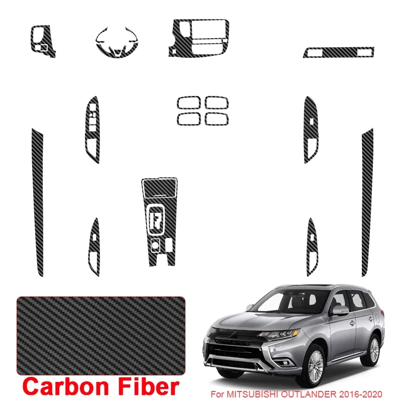 

Car Carbon Black Interior Sticker Lifting Window Panel Decal For MITSUBISHI OUTLANDER 2016-2020 LHD Gear Door Protective Film