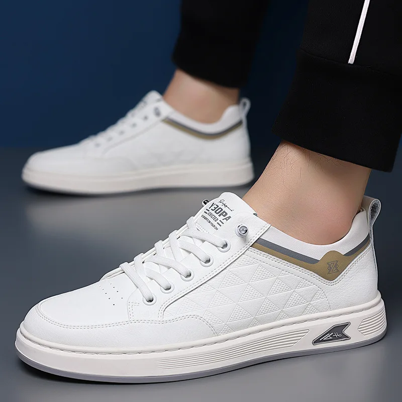 

Корейская версия, весенне-осенние мужские спортивные туфли для доски, деловая повседневная кожаная обувь, рабочая обувь на мягкой подошве на одну ногу