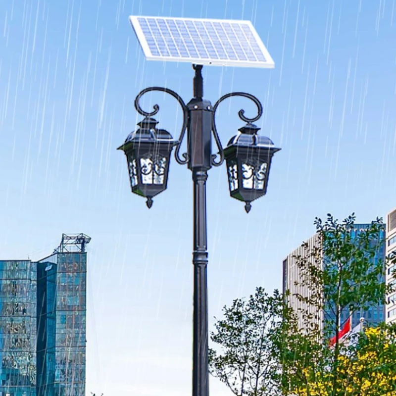 Solar Post Lamp with Motion Sensor Optical Motif Pole Solar Garden Light Decoration Residential Path Post Top Lantern