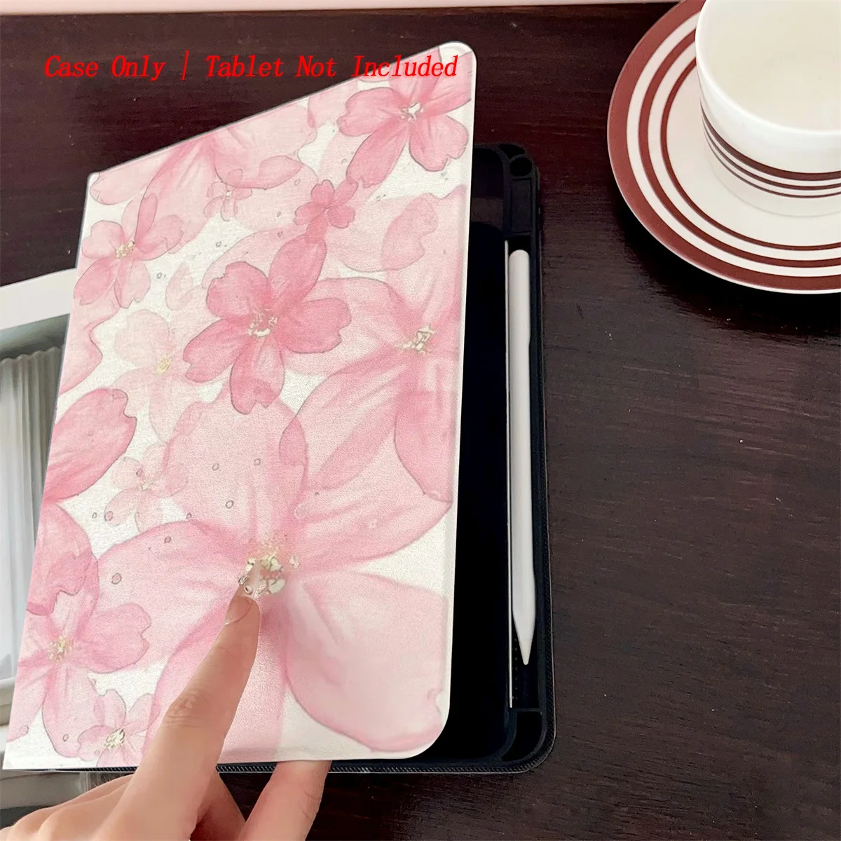 Chic Pink Large Floral Designs iPad Case for Pro 11 3rd/4th Gen Air 2 9.7 Mini 4 Anti-Yellowing Cover