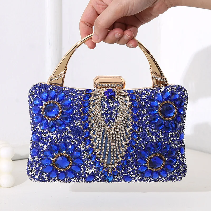 Luxury Party Evening Gold Diamond Women's Handbag Multi Crystal Strap Set Wedding Wallet Matching Wallet Handbag 2025 New Gift image 2