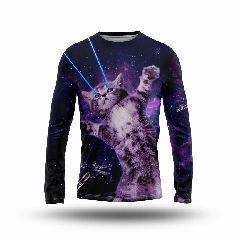 2023 Pizza Cat With Laser Eye AOP Unisex Sweatshirt Men Women Harajuku Oversized Sweatshirt Christmas Sweater 2XS-4XL