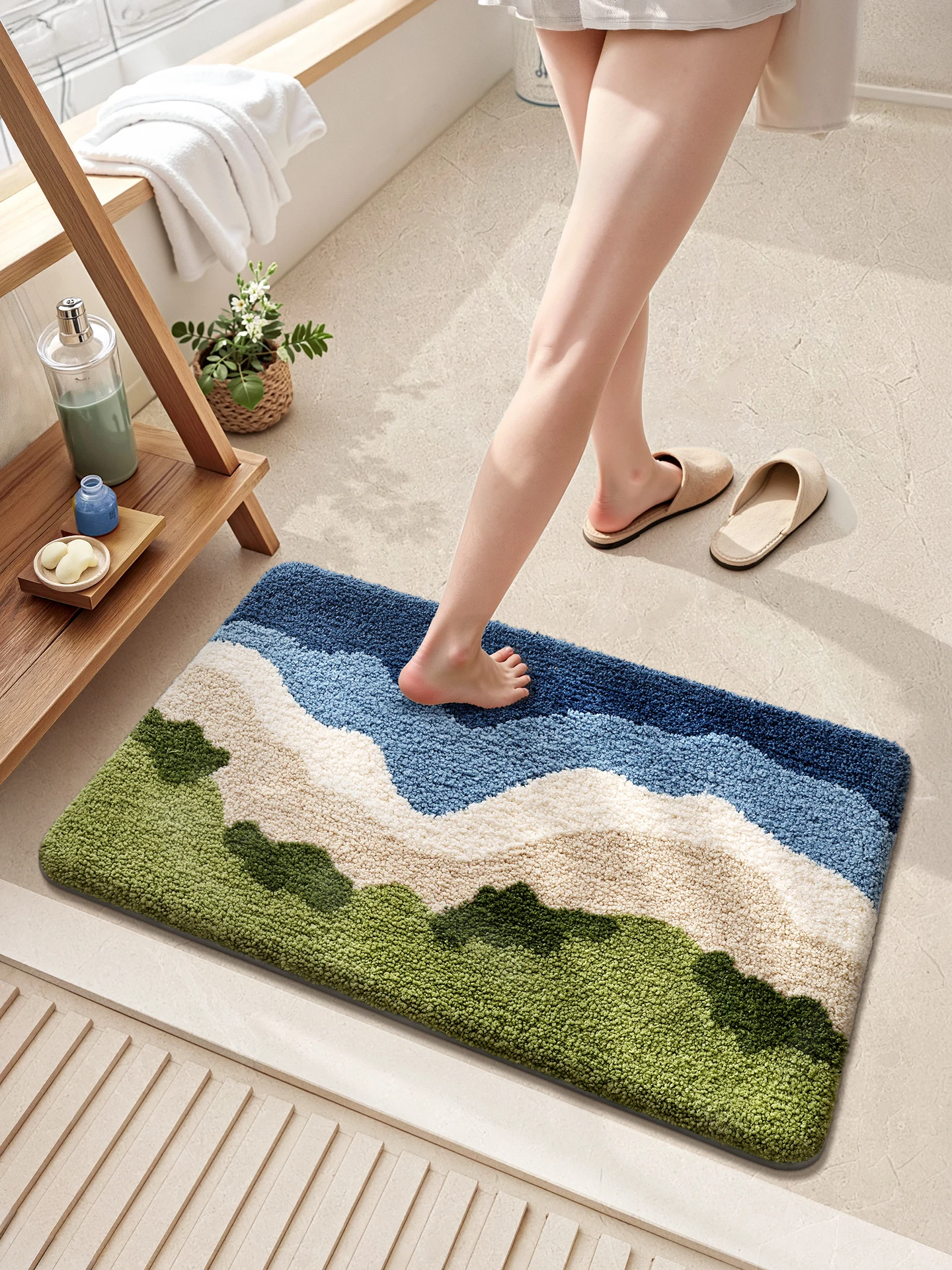 

Thiened Floing Absorbent Batoom Mat Fre Sle Home Use Toilet Door Carpet Non-Slip Bath Room Foot Pad Rug