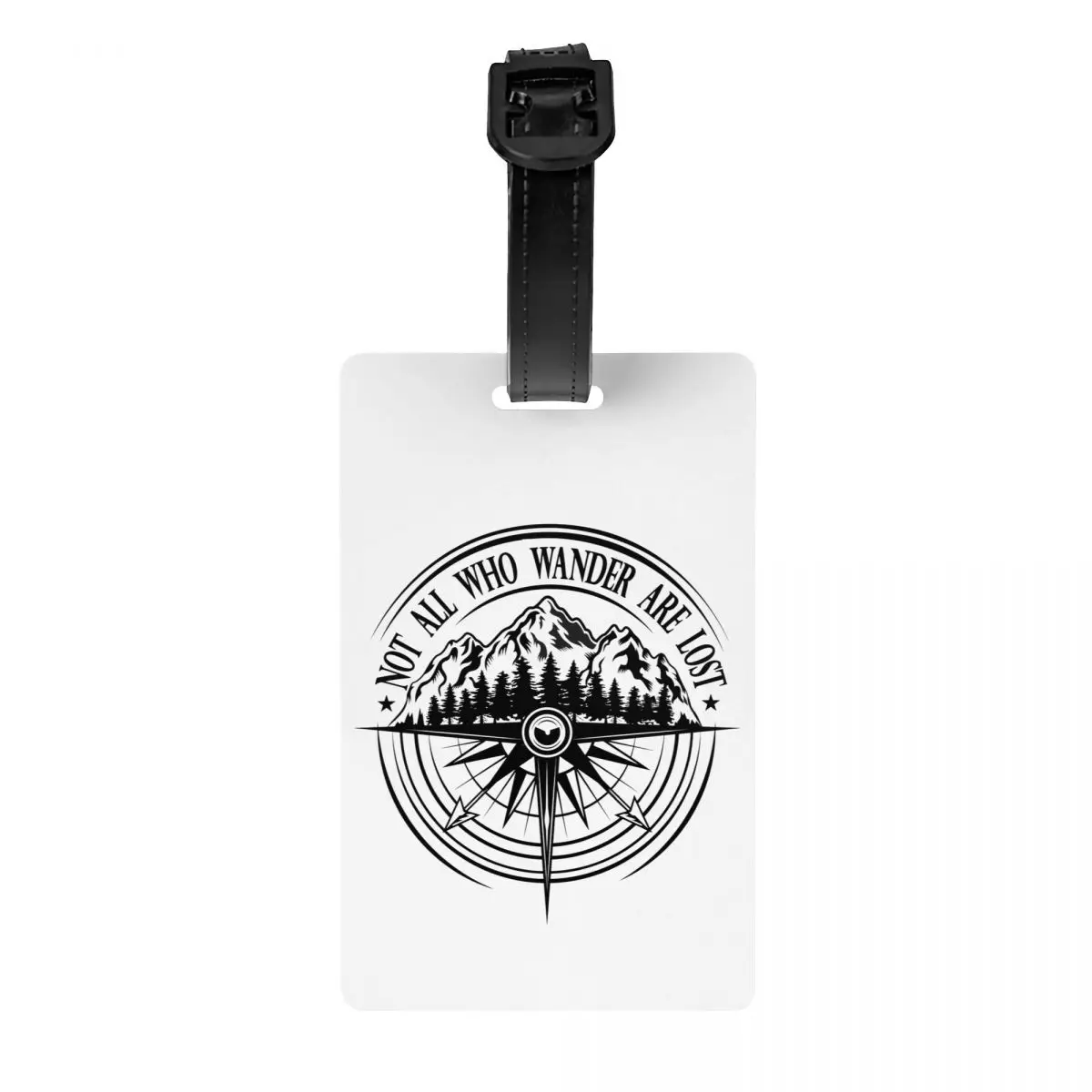 Custom Not All Who Wander Are Lost Mountain Compass Luggage Tag With Name Card Privacy Cover ID Label for Travel Bag Suitcase