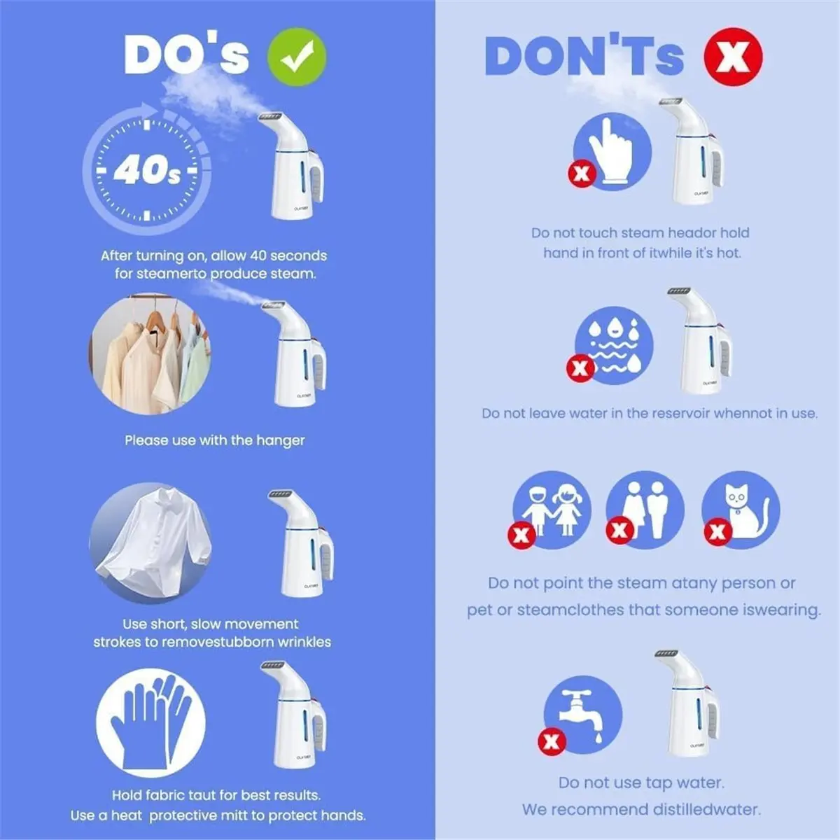 [Promotions]Handheld Garment Steamer 700W with Automatic Shut-Off, 120ml Water Tank for Efficient Wrinkle Removal