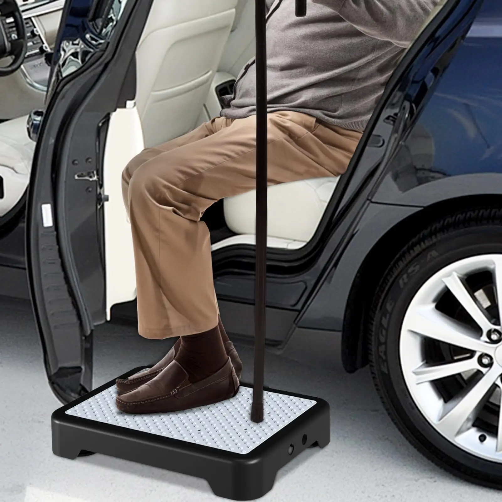Heavy-Duty Adjustable Non-Slip Stepping Stool Sturdy Polypropylene with Rubber Mat Portable Indoor Outdoor for Car Bed Stairs