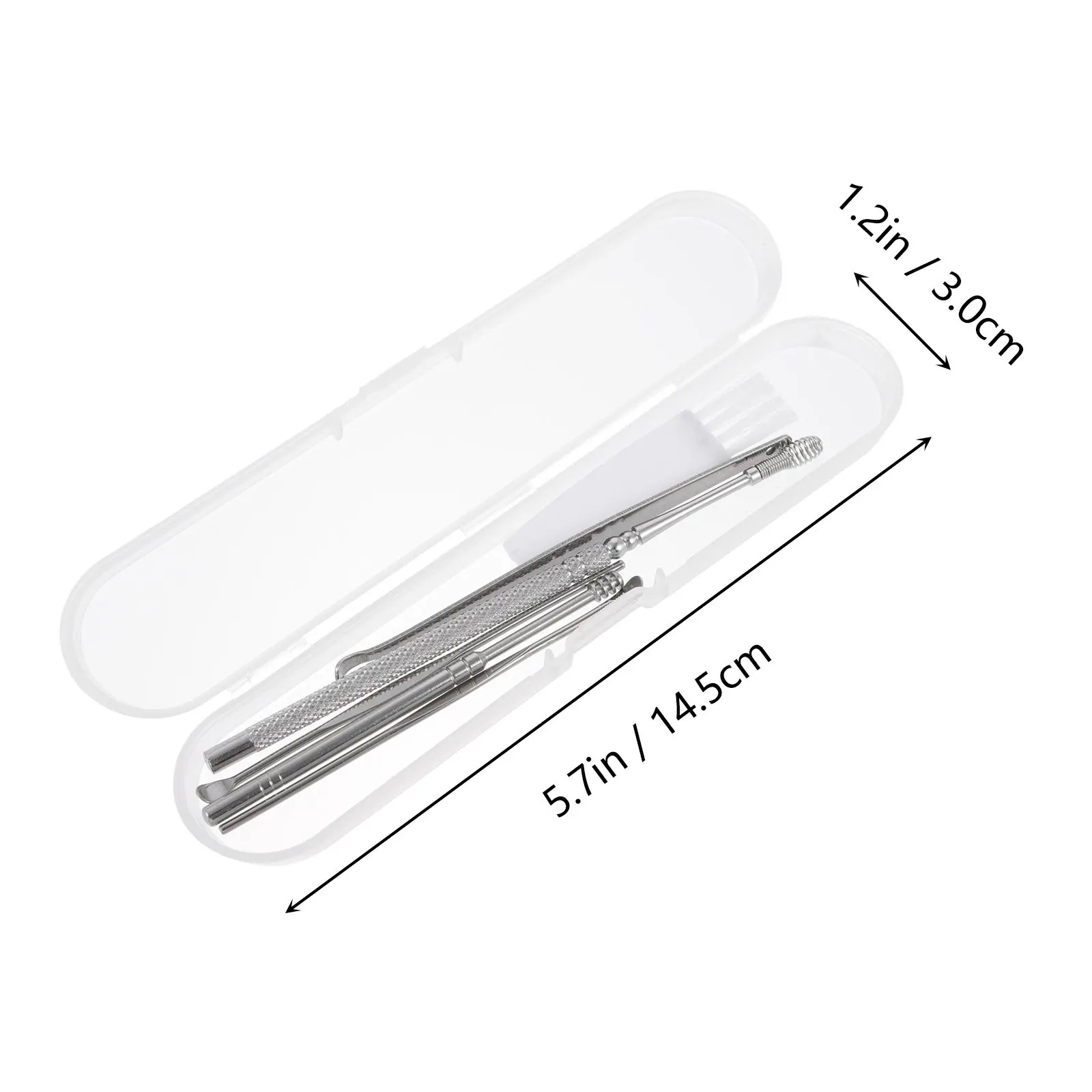 Double Head Rotating Ear Spoon Stainless Steel Ear Wax Removal Kit Nonslip Easy Cleaning Portable Earwax Tools