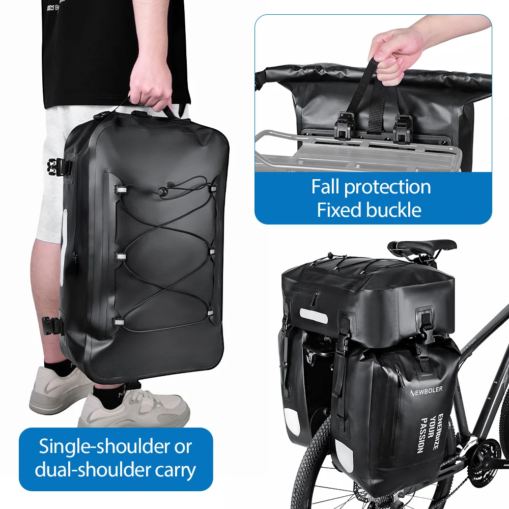 NEWBOLER Fahrrad-Gepäckträgertasche, 3-in-1, multifunktional, wasserdicht, großes Fassungsvermögen, Gepäckträger, Taschen für MTB, Straße, Klappfahrräder, E-Bike – Detail 4