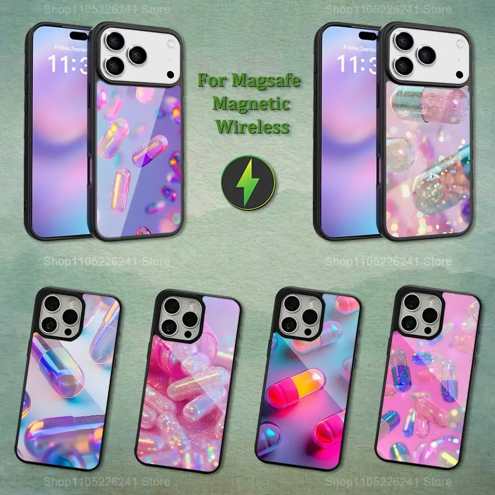

Colorful Dream Pills Phone Case For iPhone 13,12,11,16,15,17,14,Pro,Max,Plus,Mini, For Magsafe,Magnetic Wireless Charging