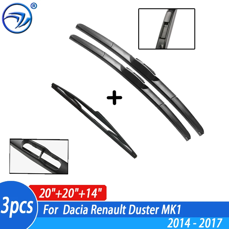 Wiper Front & Rear Wiper Blades Set Kit For Dacia Renault Duster MK1 2014 - 2017 2015 2016 Windshield Windscreen 20