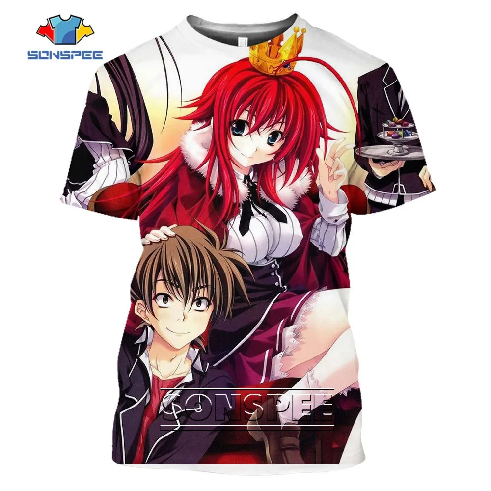 SONSPEE 3D Printed T-shirt Hot Anime High School DxD Hero Garment Summer Cool Harajuku Funny Cartoon Short Sleeve Sportswear