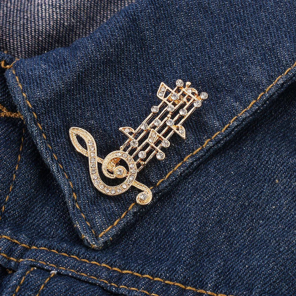 Elegante Musiknoten-Brosche Club-Abzeichen für Damen und Herren Mode-Band-Souvenir Schmuck-Accessoires Geschenke