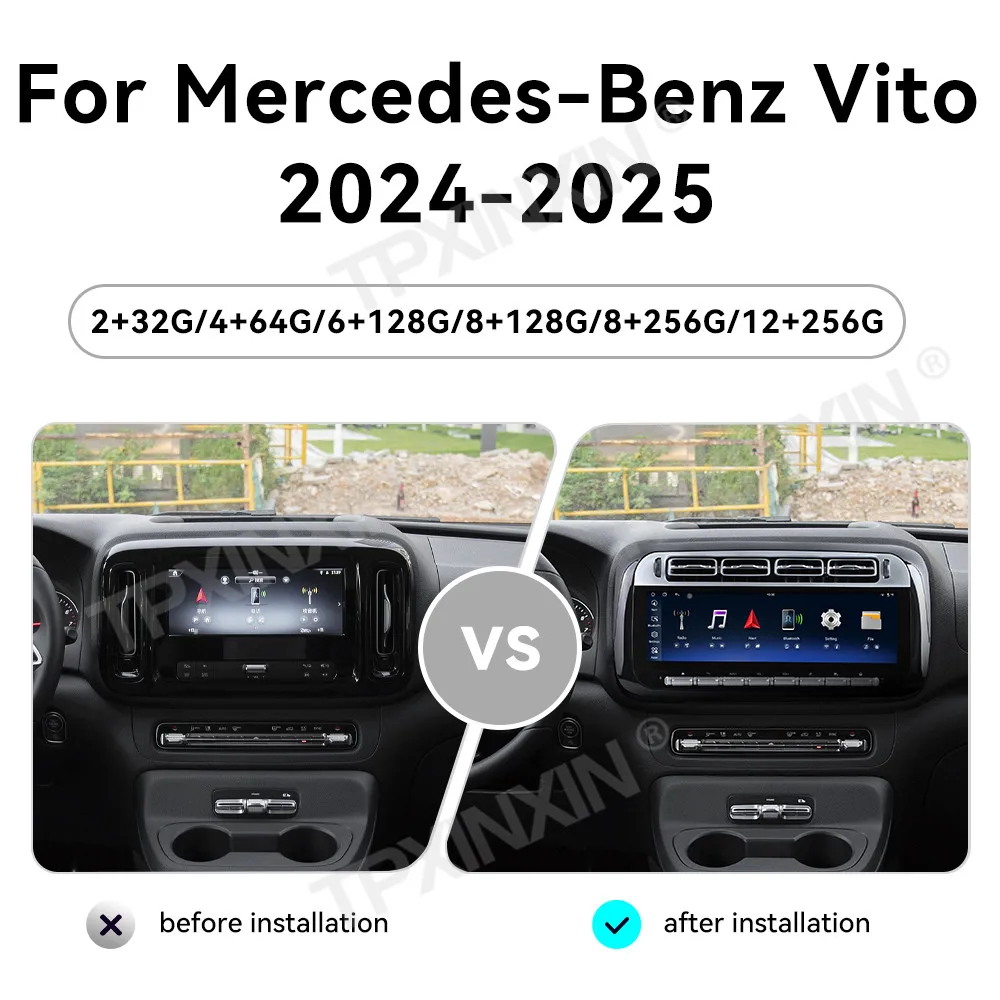 14.9 "أندرويد 15 راديو السيارة لمرسيدس بنز فيتو 2024 2025 سيارة الوسائط المتعددة مشغل فيديو ستيريو السيارات لتحديد المواقع والملاحة أبل Carplay #3