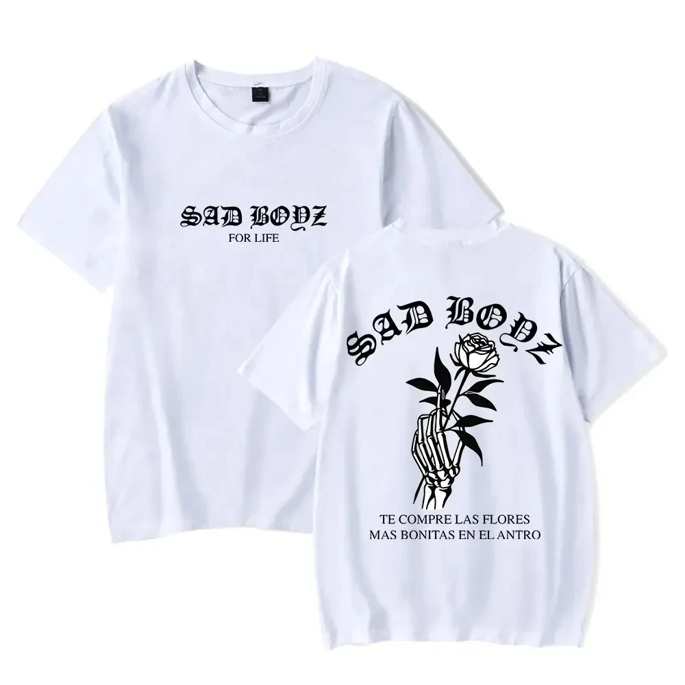 Junior H Las Flores Tee Sad Boyz Tour Merch Printing T-shirts 2024 New Summer Women Man Fashion Casual Short Sleeve Tops