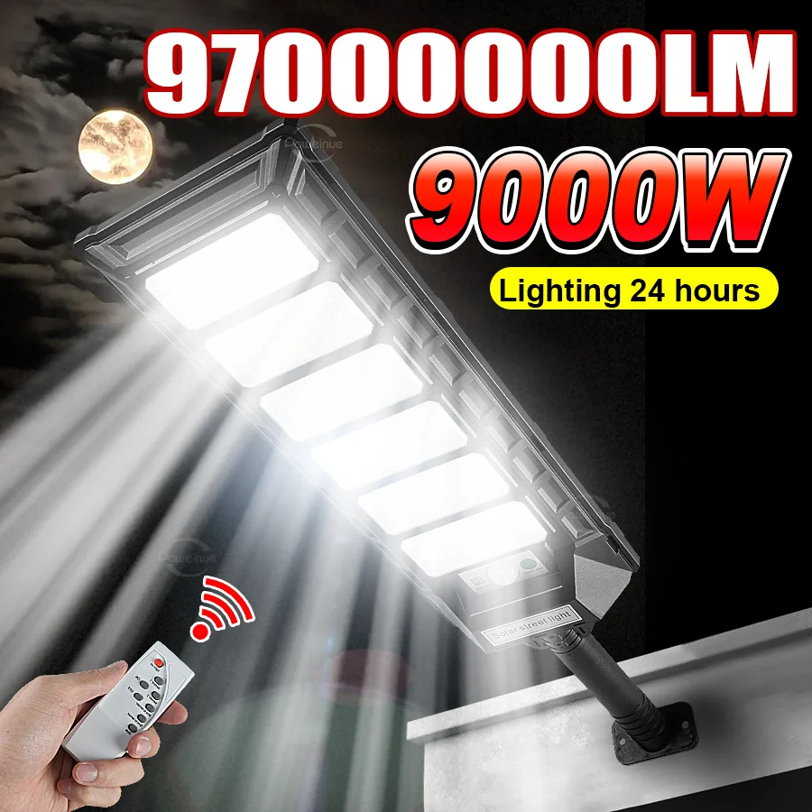 

97000000LM 9000 Вт светодиодный уличный солнечный светильник настенный мощный уличный фонарь IP66 солнечный свет для садовой дорожки датчик движения солнечная лампа