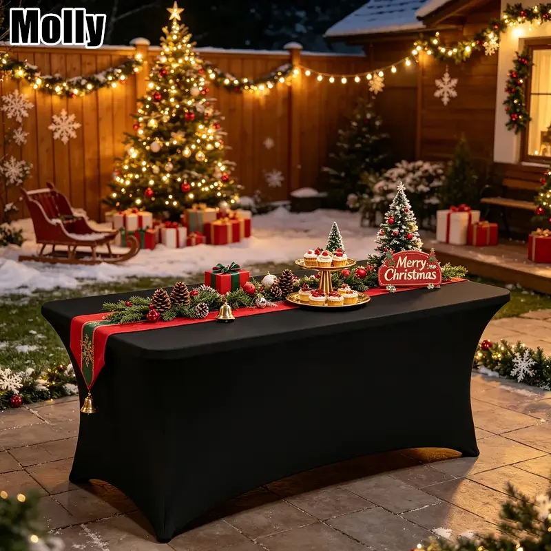 Spandex Tablecloth Tight Fitted Washable and Wrinkle Resistant Stretch Rectangular Patio Table Cover for Event Wedding Parties
