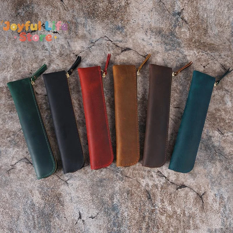 Hot PU Leather Pen Holder Brass Snap Closure Fine Stitching Office School Use Gifts For Writers Students