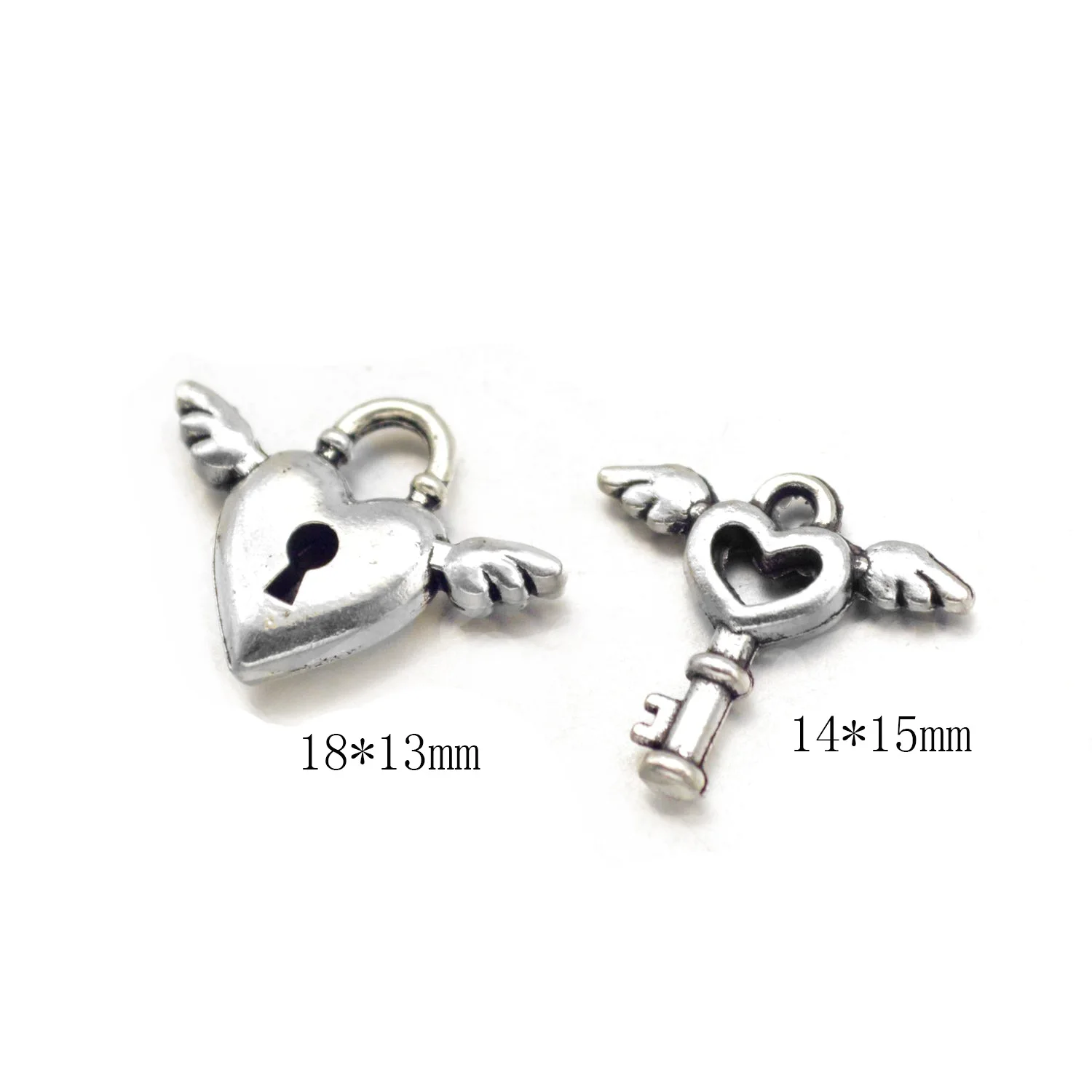 Cute Love Wing Key Silver Color Pendants Jewelry Making Handmade DIY for Necklace , Keychain, Earing Gifts Toys (Pendant Only)