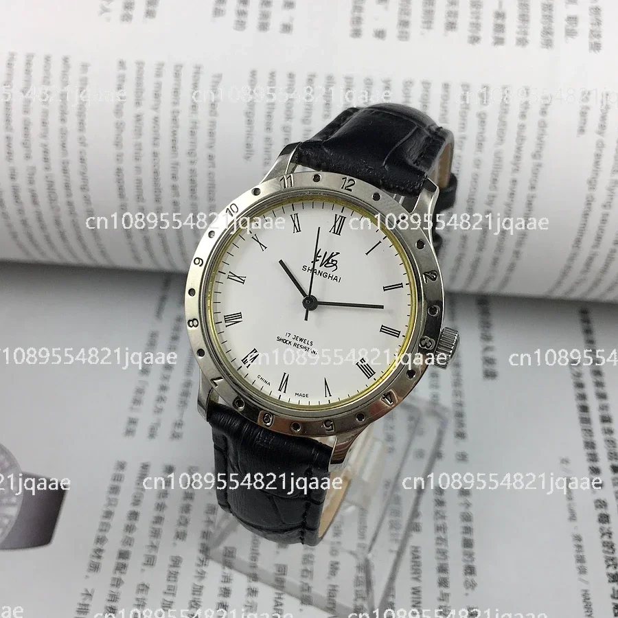 นาฬิกาข้อมือกลไกแบบแมนนวล ยี่ห้อแท้จากเซี่ยงไฮ้ รุ่น 17 Drill 8120 ตัวเรือนเหล็กขาว หน้าปัดแบบโรมัน ขนาดเส้นผ่านศูนย์กลาง 36 มม.