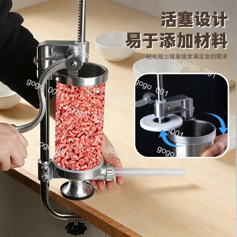 Vertical Manual Sausage Stuffer Stainless Steel Sausage Maker Filler Tool for Home Kitchen