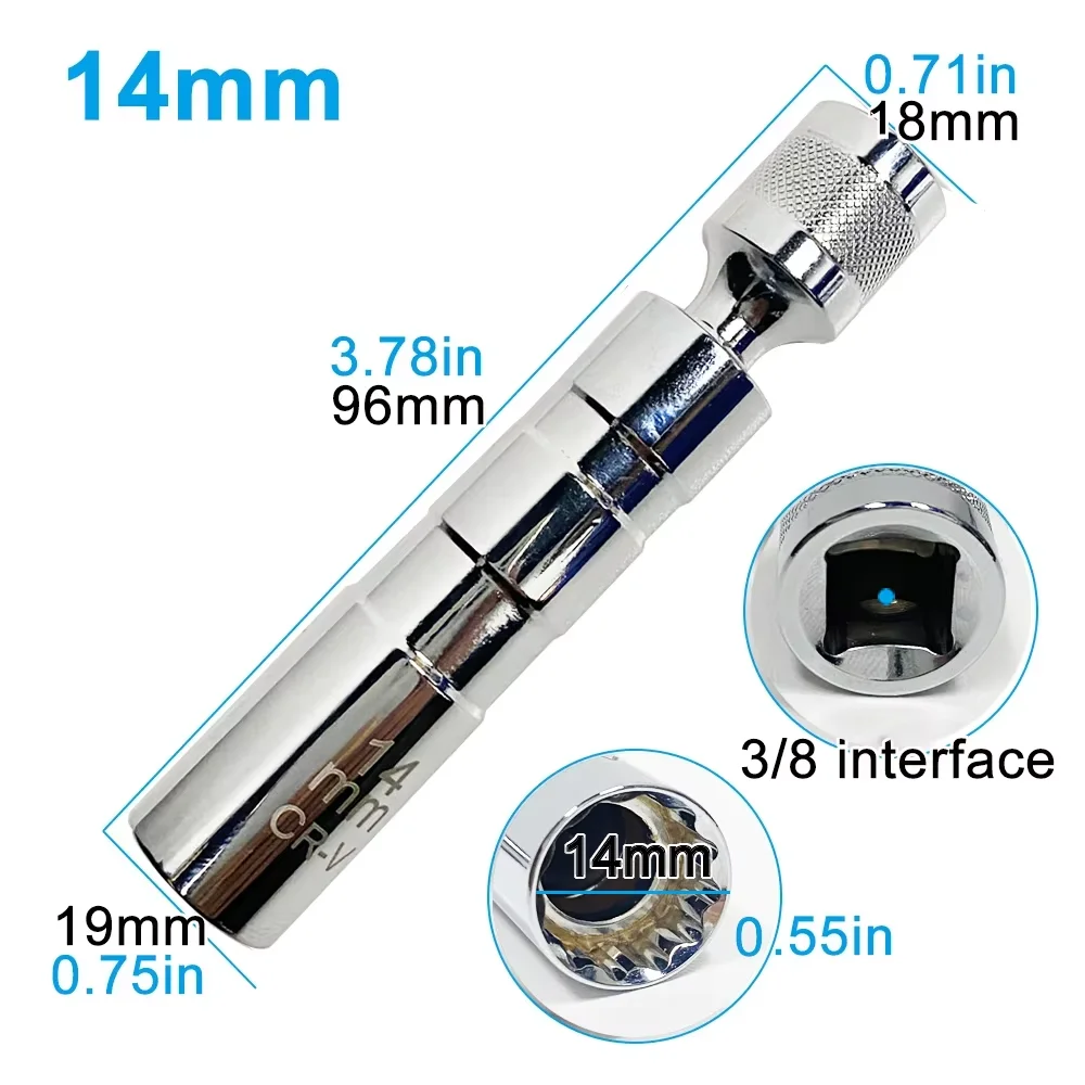 Universal Magnetic Spark Plug Sleeve Thin-walled Universal Joint 14/16mm Automotive Repair Spark Plug Disassembly ToolUniversal image 4