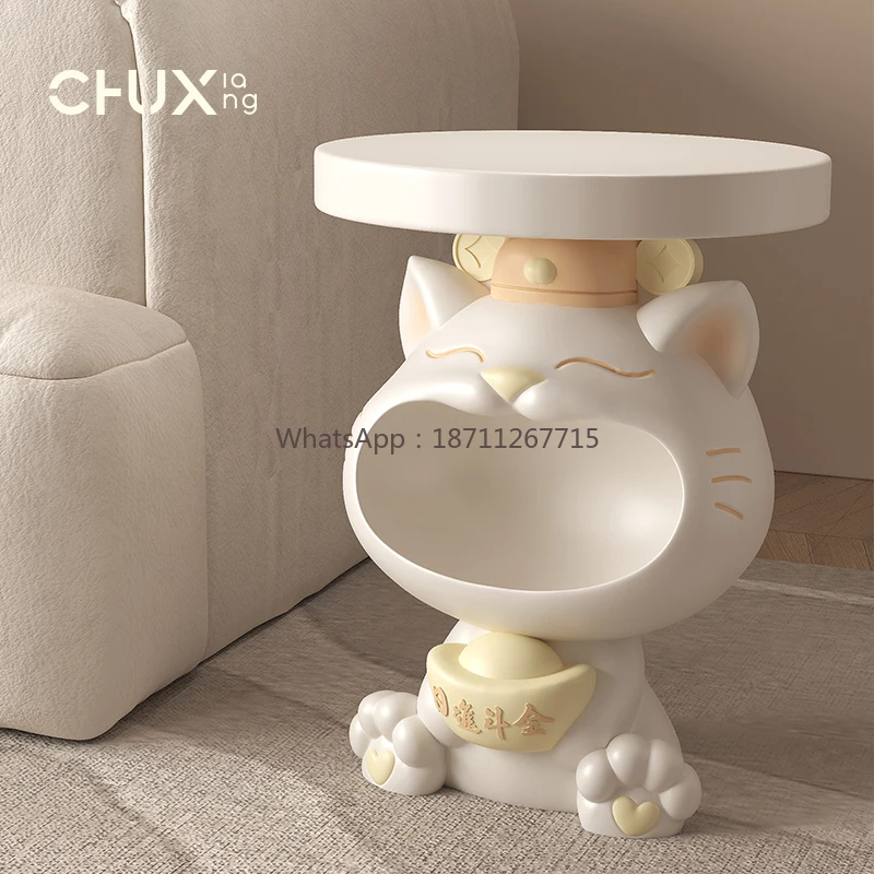 Cream wind big mouth lucky cat storage edge few floor ornaments sofa side living room home decoration