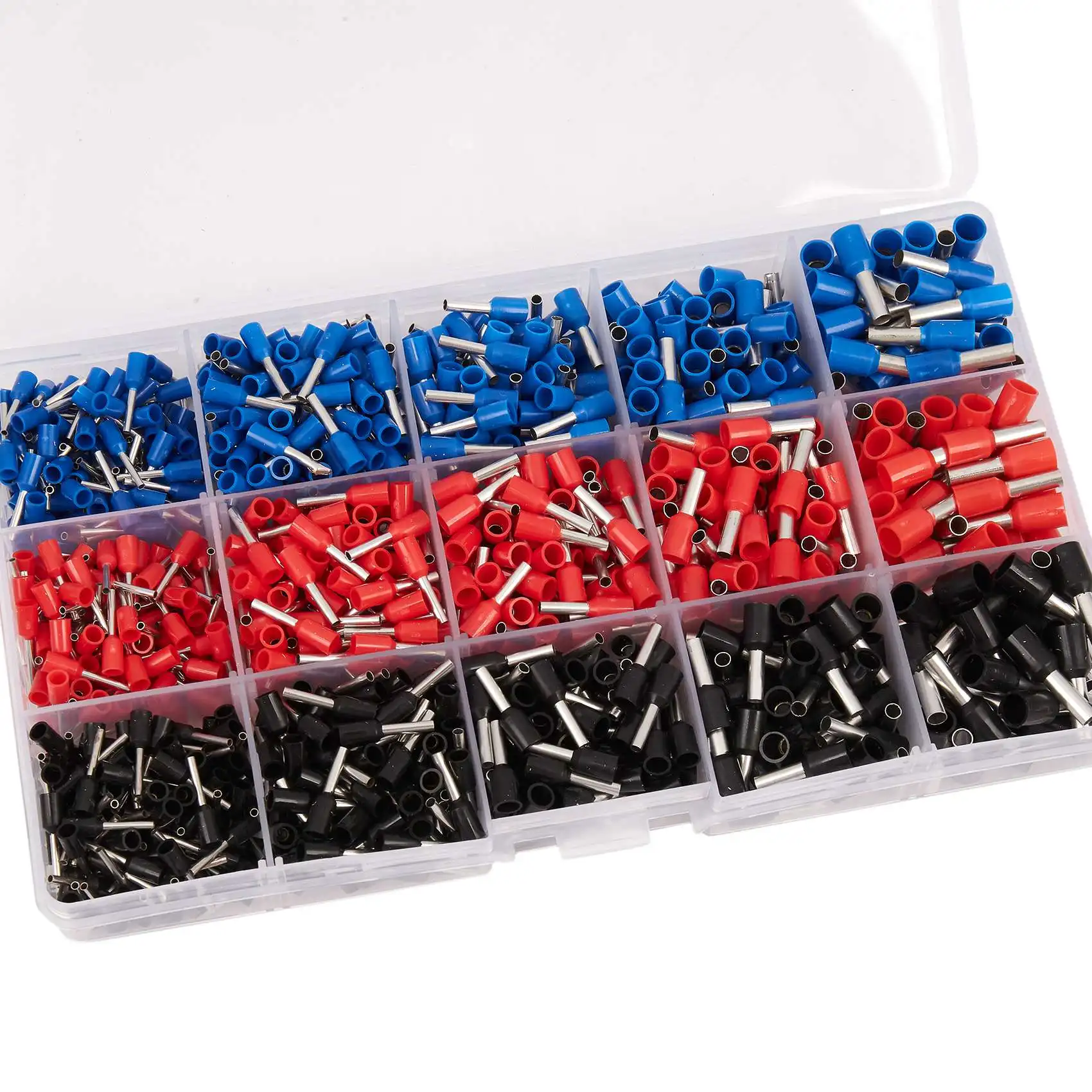 A36T-1065Pcs/Set 3 Colors 22-12AWG Wire Copper Crimp Connector Insulated Cord Pin End Terminal Bootlace Cooper Ferrules Kit Set