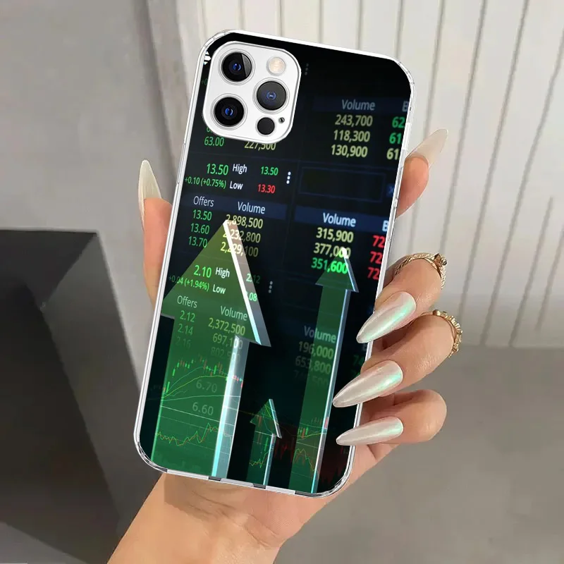 Trade Investment Forex Stock Market Phone Case for Iphone 16 15 14 13 12 Mini 11 Pro Max X XS XR 7 Plus 8 SE 2020 Soft Funda Pri