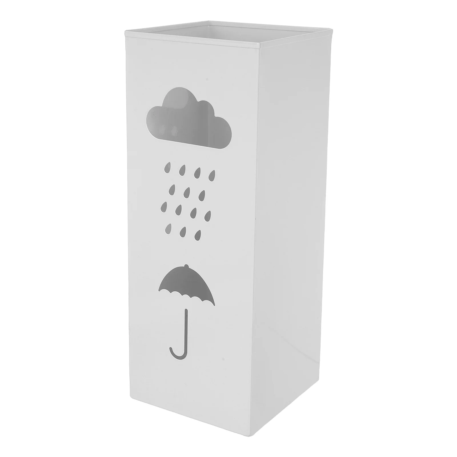 

Square Metal Umbrella Bucket Iron White Storage Rack for Hotel Office Entryway Stand Large Capacity Waterproof