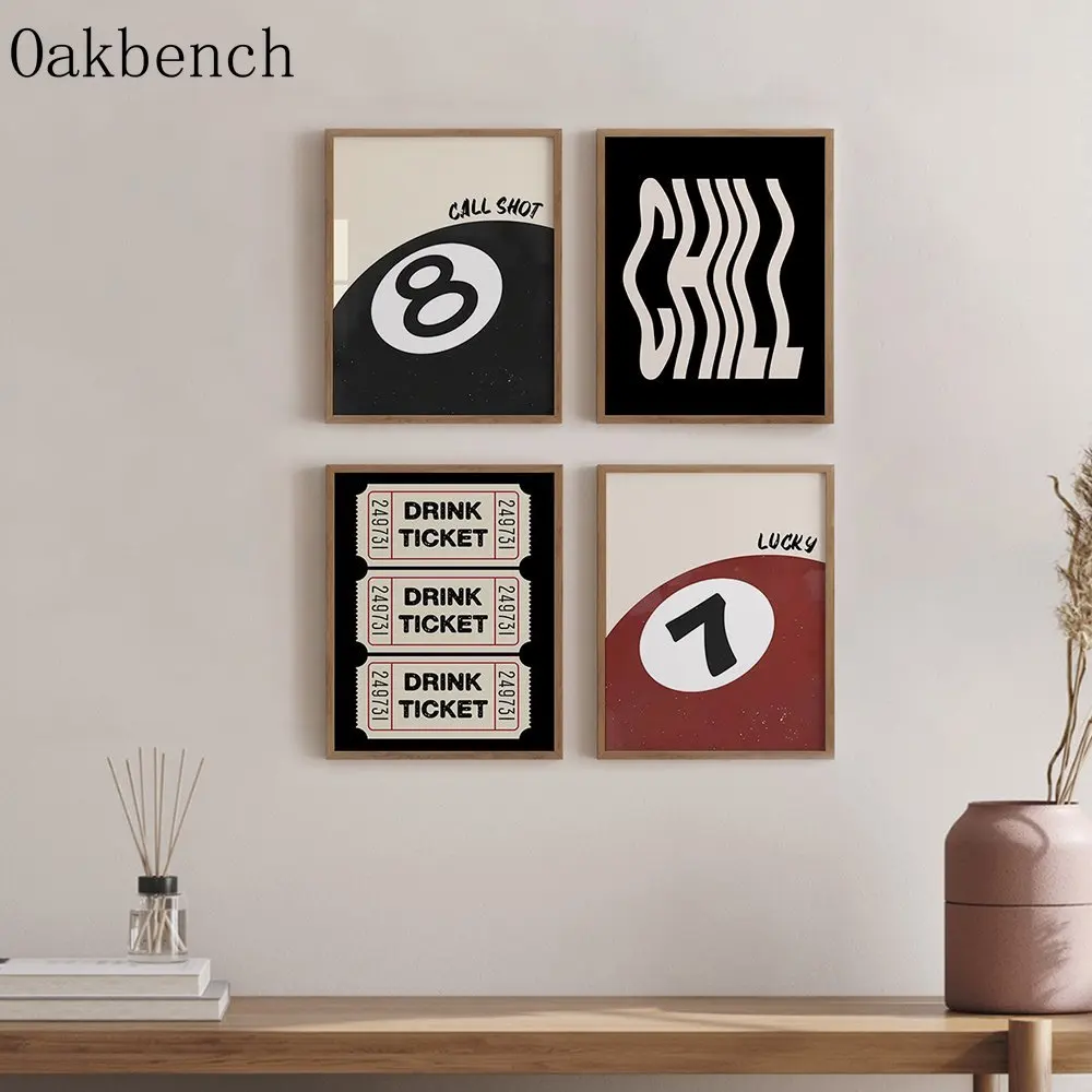 الرجعية الأوقات الجيدة تذكرة جدار ديكور الأسود والأحمر البلياردو أنيق قماش المشارك البرد الخط الفن طباعة غرفة المعيشة ديكور لا الإطار #1