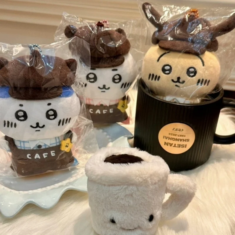 Chiikawa Character Peripherals Coffee Series Plush Pendants Hachiware Usagi Kawaii Plush Keychain Bag Decoration Xmas Gifts Toys