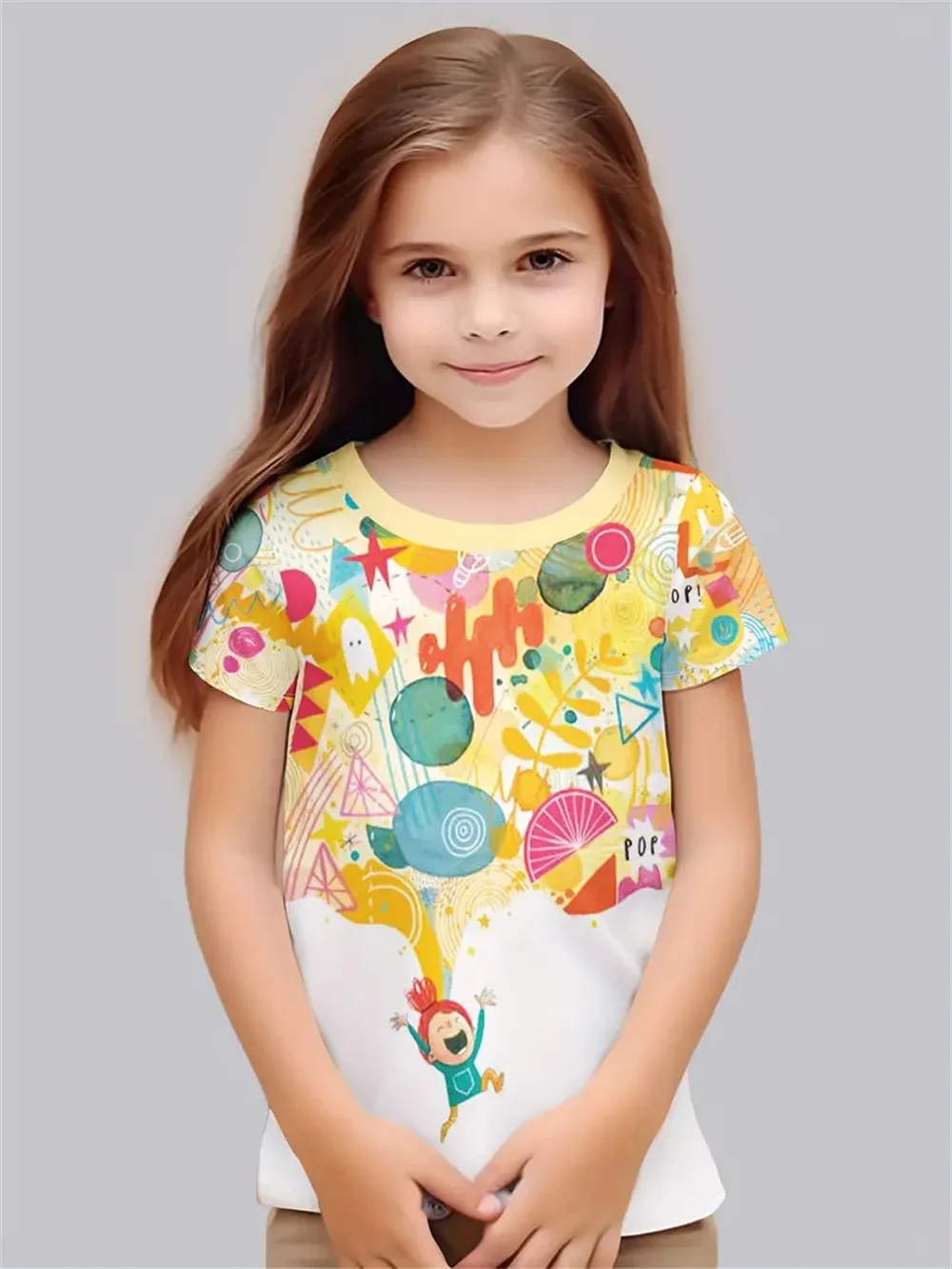 2025 Girls' Clothing Fashion Casual T-Shirts 3d Print Cute Personality Daily Girls' T-Shirts Summer Short Sleeved Top Tee