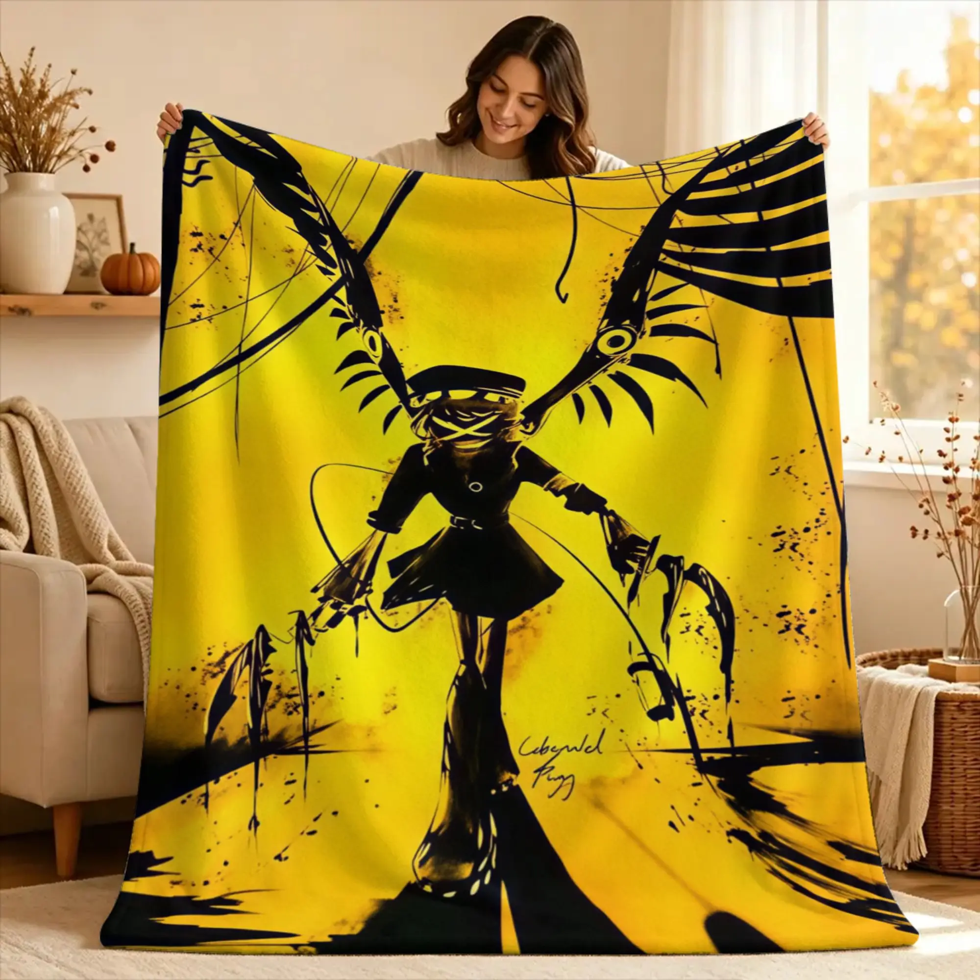 Murder Drones Uzi Doorman  Warm Blanket  Travel Office Plush Bedding Throws Graphic Home Decor Flannel Bedspread Sofa Bed Cover
