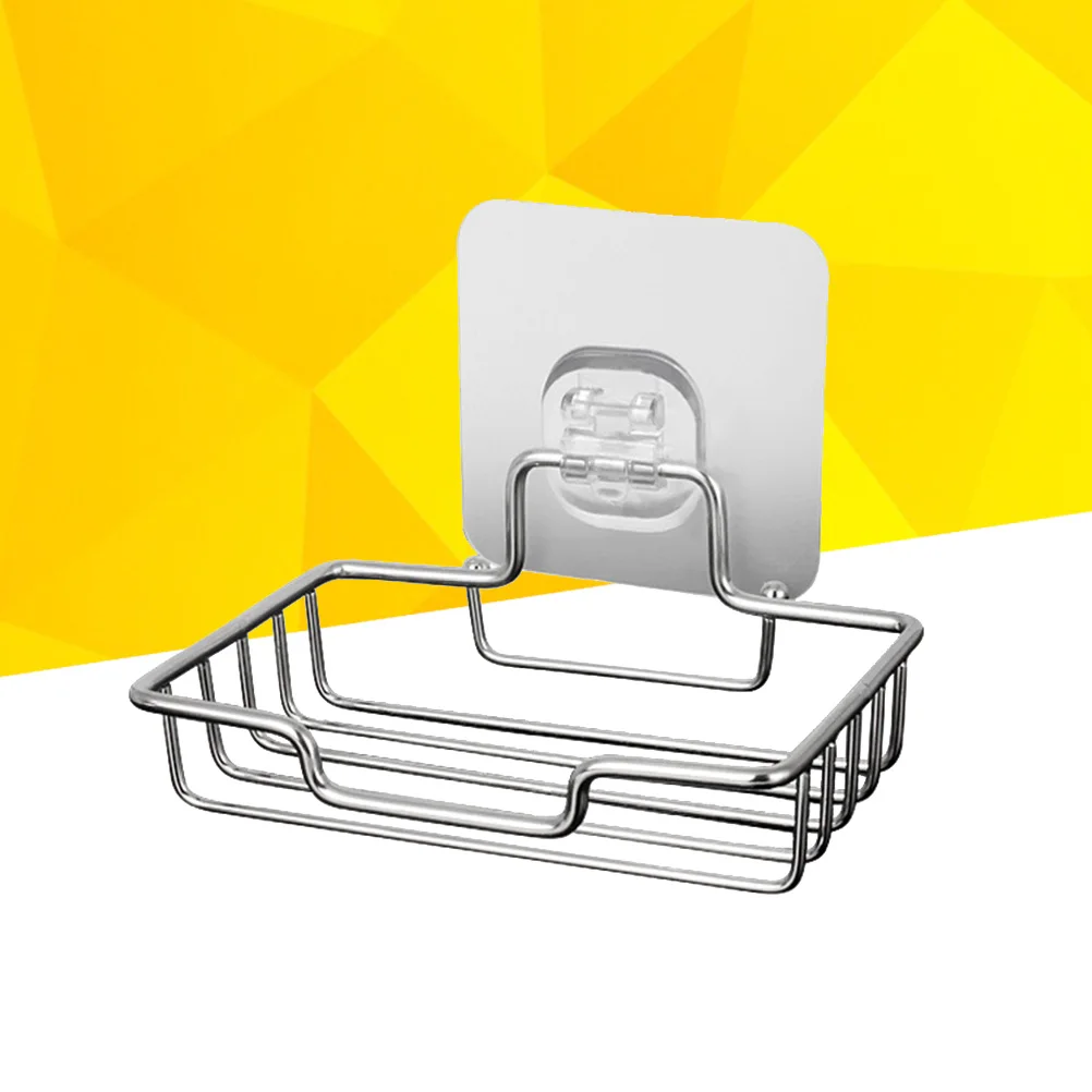 Stainless Steel Holder Adhesive Wall Mount Bathroom Bathroom Soap Holder Kitchen Sponge No Drill Easy Remove Draining Design