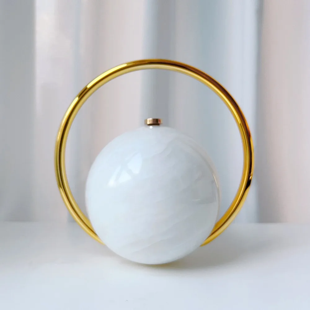 

Deluxe PVC Round Ball Women's Handbag Stone Pattern Electroplated Bowling Bag Ball Handle Mini Evening Bag