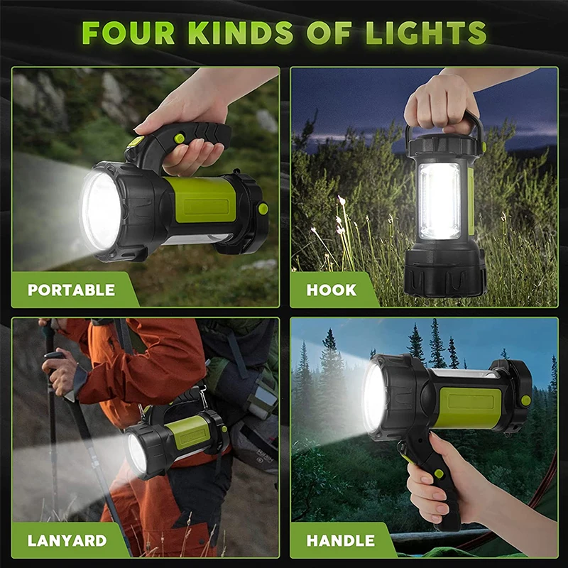 Portable Camping Lantern Powerful 4600mAh Rechargeable LED Flashlight Super Bright Hand Lamp Emergency Outdoor Hiking Spotlight