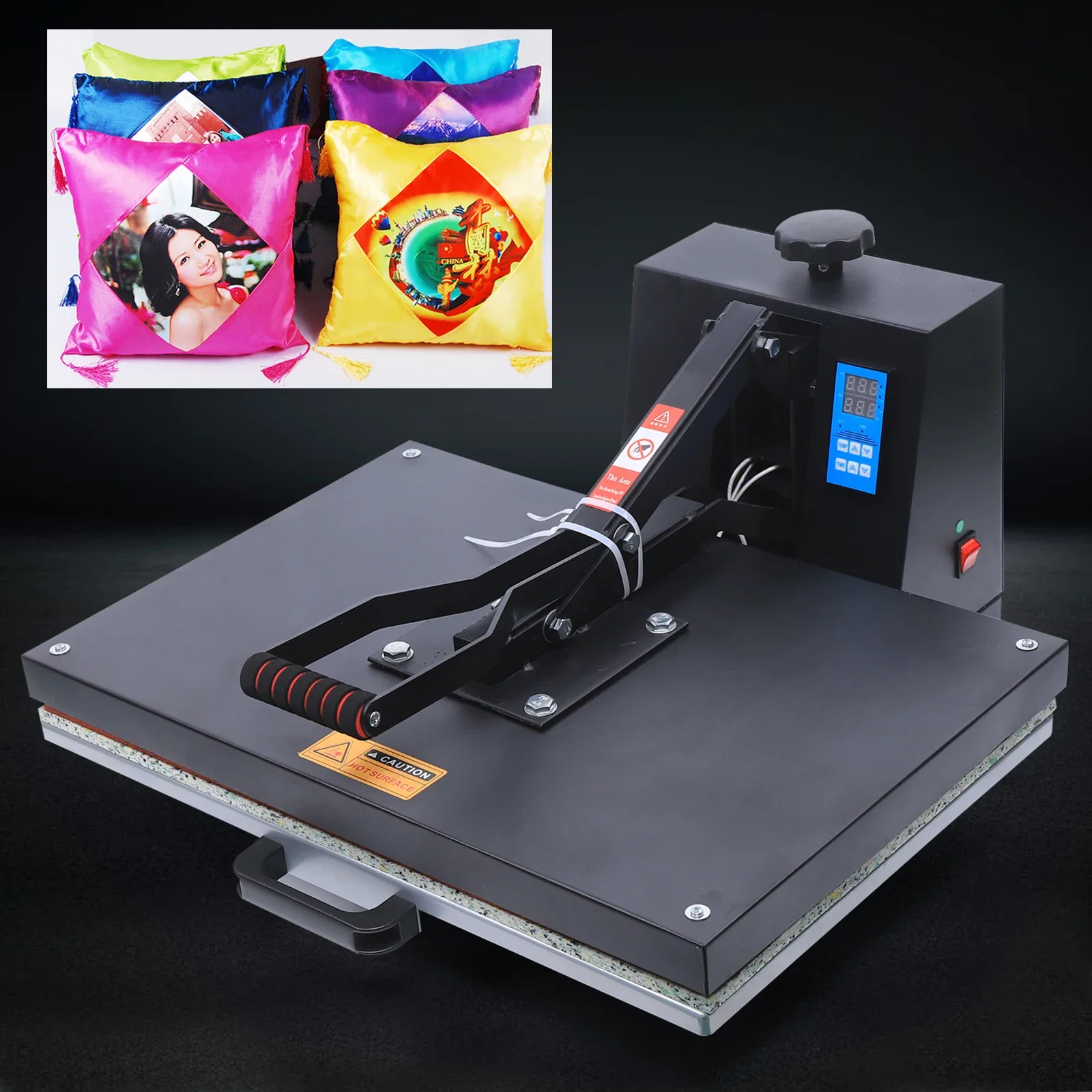 1800W Black Automatic Constant Temperature Hot Stamping Machine with LCD Display Screen - Adjustable Time,Temperature & Pressure