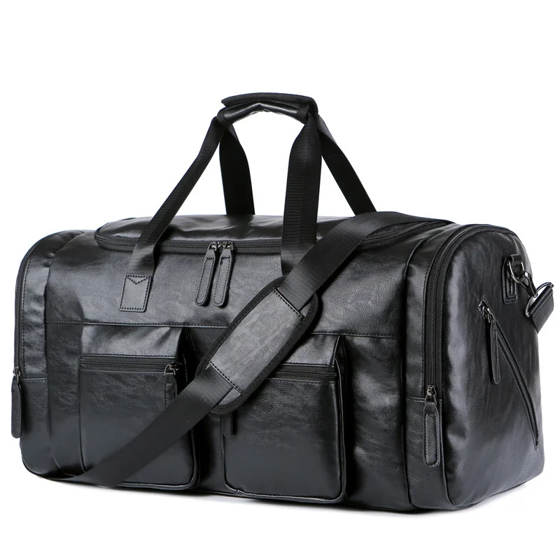 Sac de voyage en cuir PU pour hommes, sacs à main de fitness décontractés, sac à bagages de grande capacité, sacs de sport de voyage initiés en plein air pour hommes