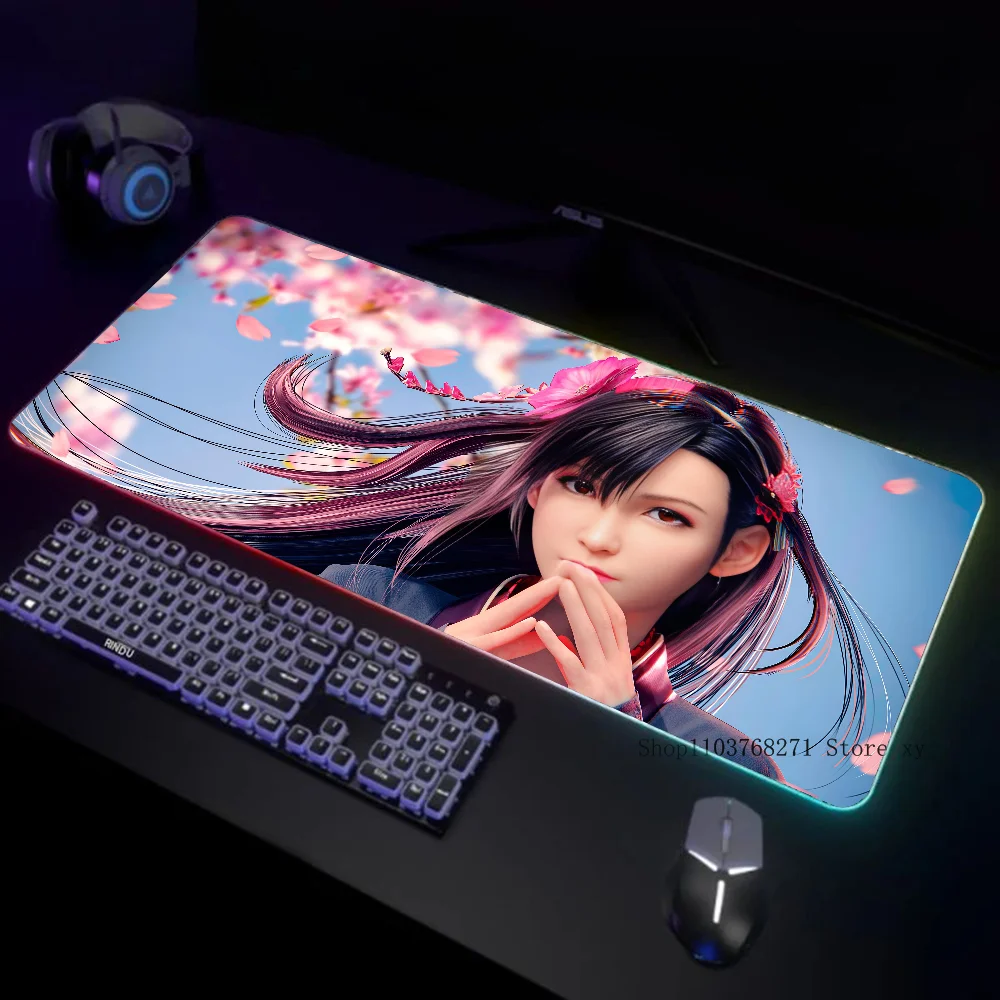 Gamer F-Final Fantasy Mousepad XXL RGB Gaming Mouse Pads HD Black Gamer Accessories Large LED