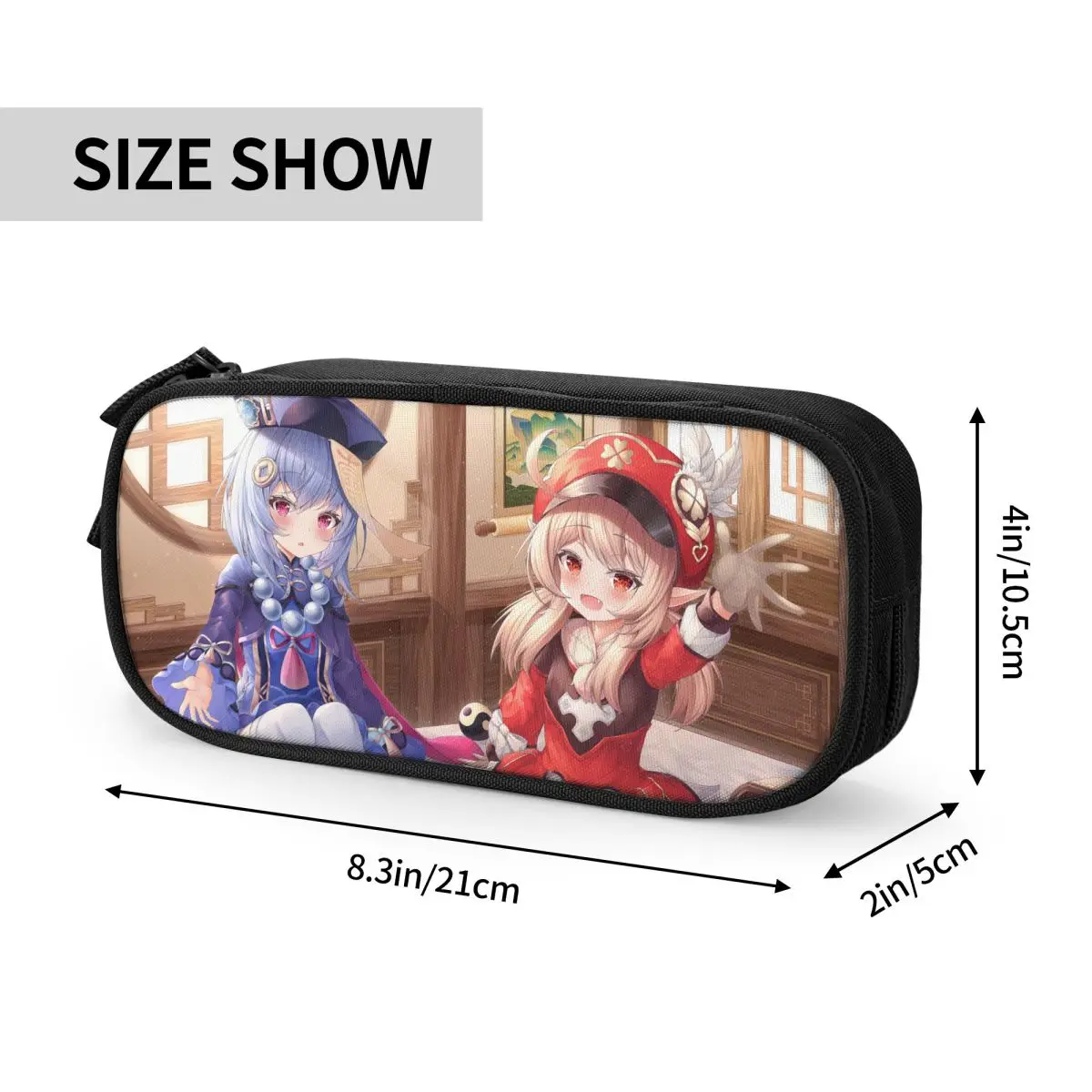 Qiqi Klee Genshin Impact Acg Pencil Case Fashion Anime Cute Pen Bag Kids Big Capacity School Supplies Zipper Pencilcases